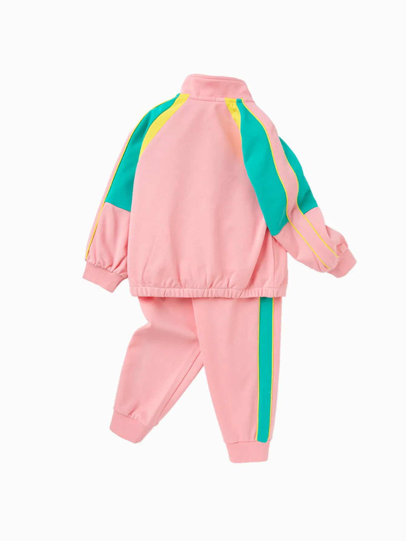 Balabala Toddler Girl Contrast Colour Patchwork Long Sleeve Knitted Set 2-8 Years Pink Clearance
