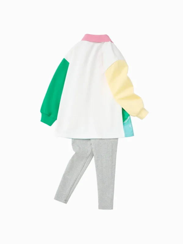 Balabala Toddler Girl Contrast Colour Patchwork Long Sleeve Knitted Set 2-8 Years Best