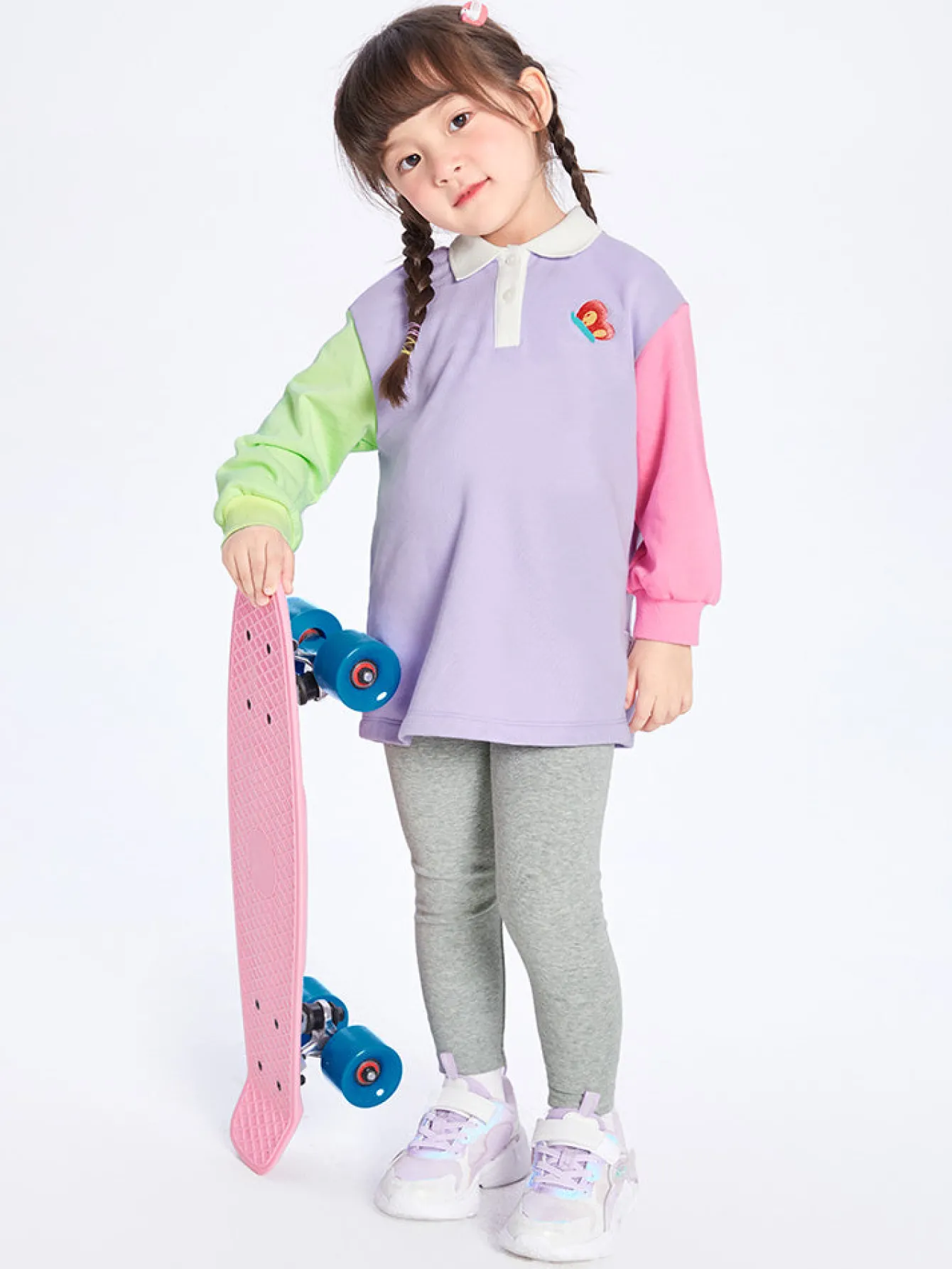 Balabala Toddler Girl Contrast Colour Patchwork Long Sleeve Knitted Set 2-8 Years Best