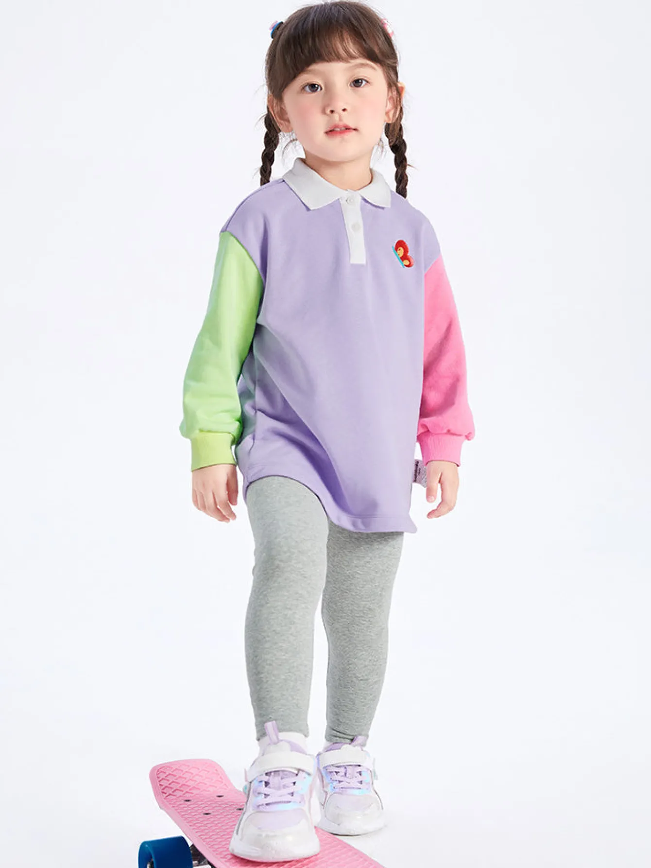 Balabala Toddler Girl Contrast Colour Patchwork Long Sleeve Knitted Set 2-8 Years Best