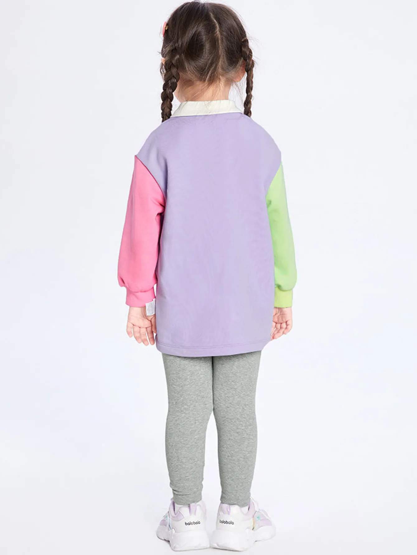 Balabala Toddler Girl Contrast Colour Patchwork Long Sleeve Knitted Set 2-8 Years Best