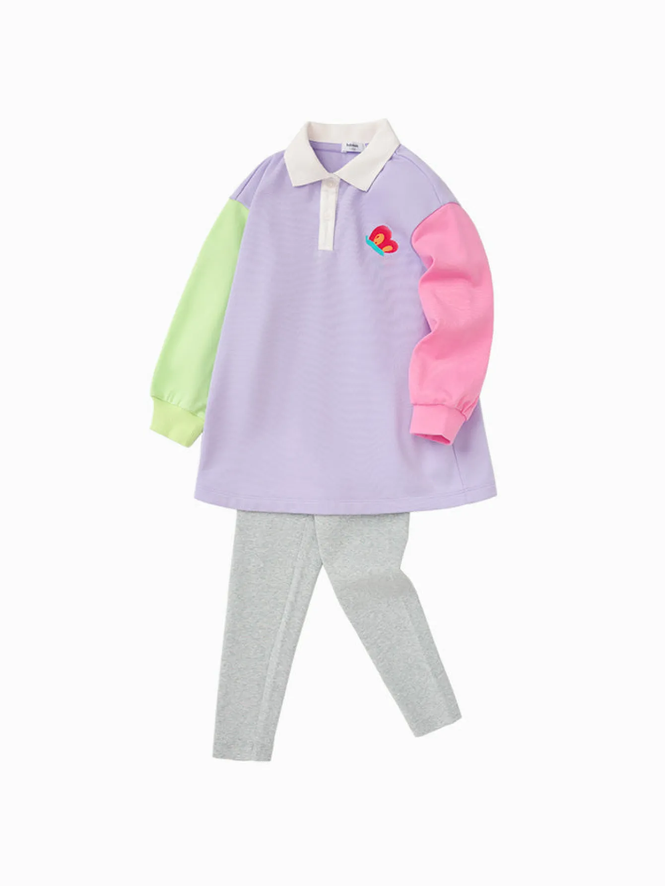 Balabala Toddler Girl Contrast Colour Patchwork Long Sleeve Knitted Set 2-8 Years Best