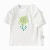 Balabala Toddler Girl Explore Style Round V-Neck Short Sleeve T-Shirt Flash Sale