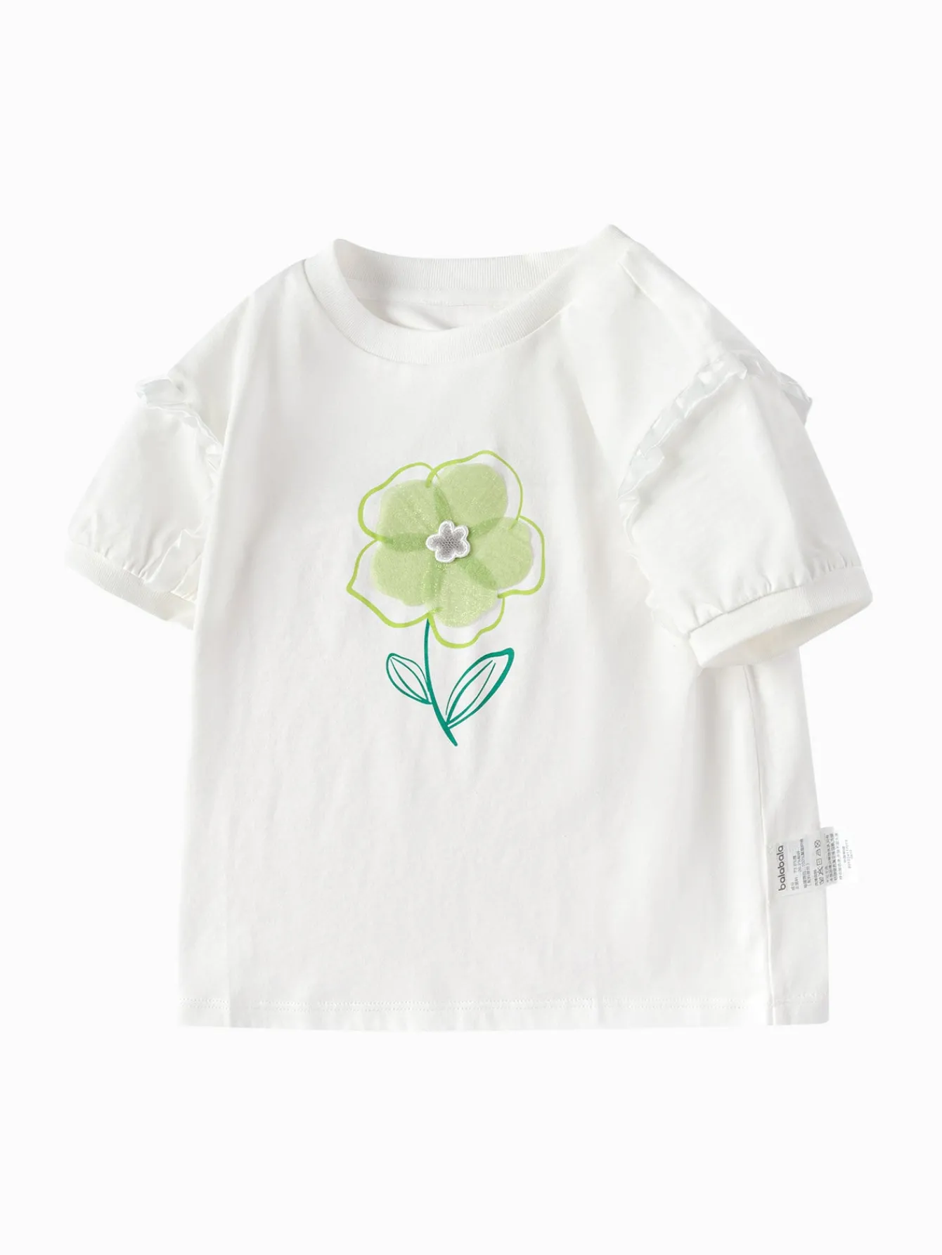 Balabala Toddler Girl Explore Style Round V-Neck Short Sleeve T-Shirt Flash Sale