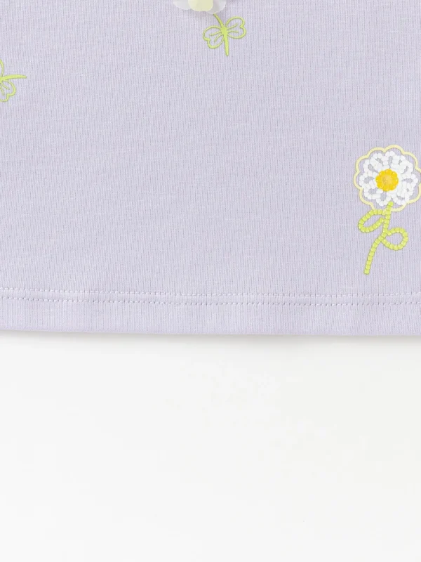 Balabala Toddler Girl Explore Style Round V-Neck Short Sleeve T-Shirt Clearance