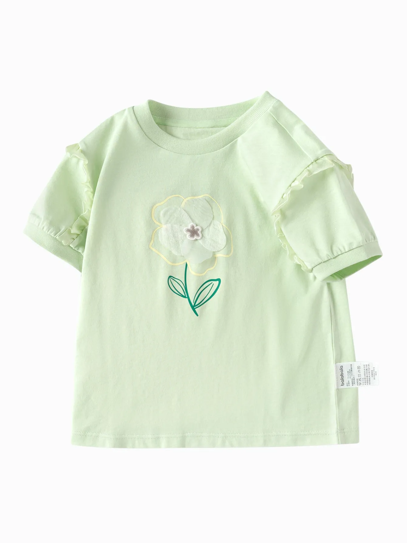 Balabala Toddler Girl Explore Style Round V-Neck Short Sleeve T-Shirt Flash Sale