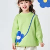 Balabala Toddler Girl Floral Jacquard Lapel Long Sleeve Dress Pink Green Fashion