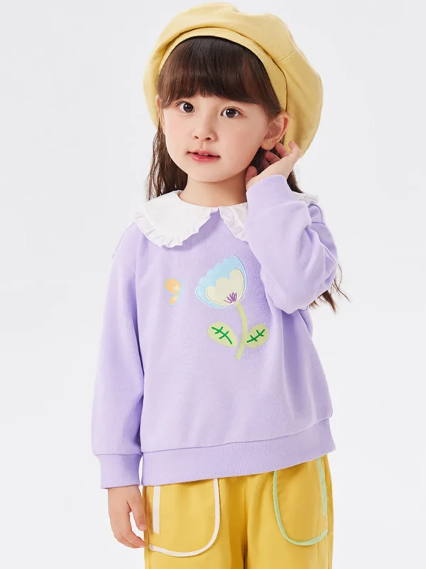 Balabala Toddler Girl Fun Graphic Patched Collar Sweatshirt 2-8 Years Best Sale