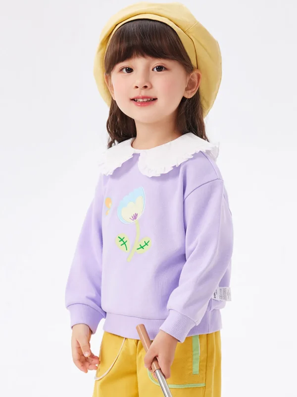 Balabala Toddler Girl Fun Graphic Patched Collar Sweatshirt 2-8 Years Best Sale