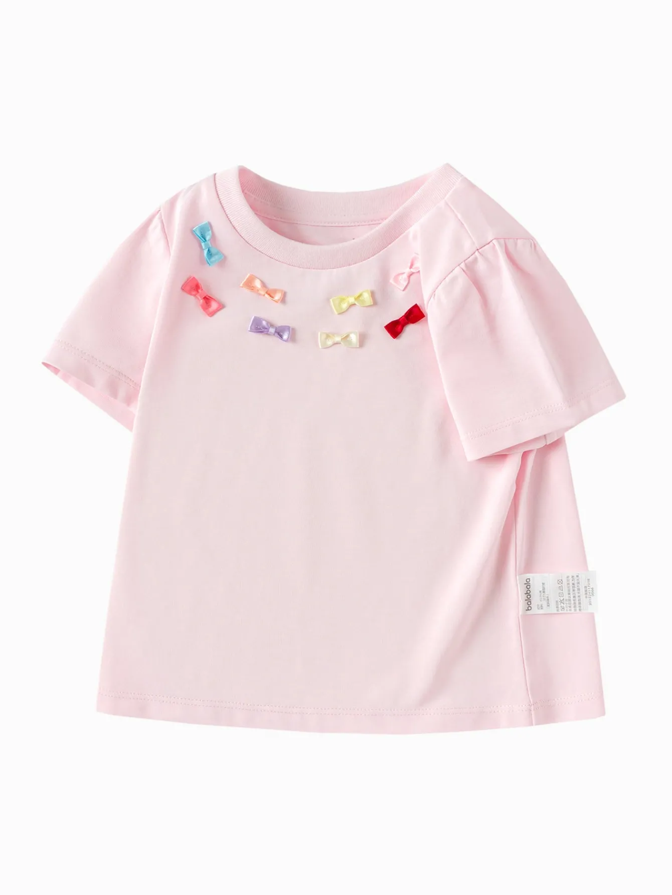 Balabala Toddler Girl Have Fun Style Round V-Neck Short Sleeve T-Shirt Best Sale