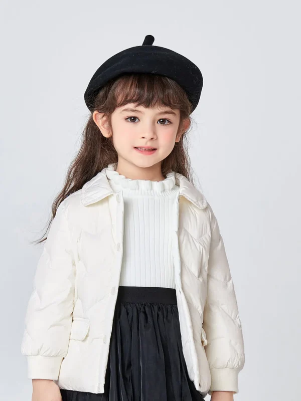 Balabala Toddler Girl Lapel All P Windproof Down Jacket Ivory Hot