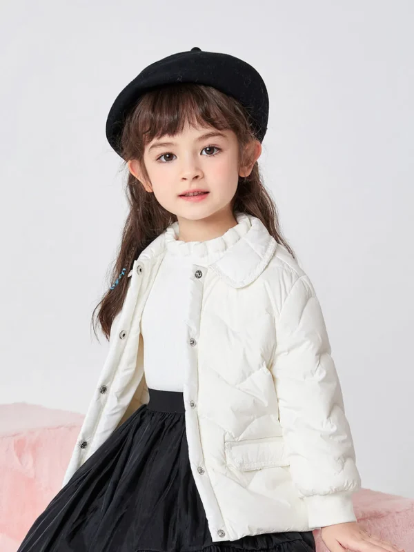 Balabala Toddler Girl Lapel All P Windproof Down Jacket Ivory Hot