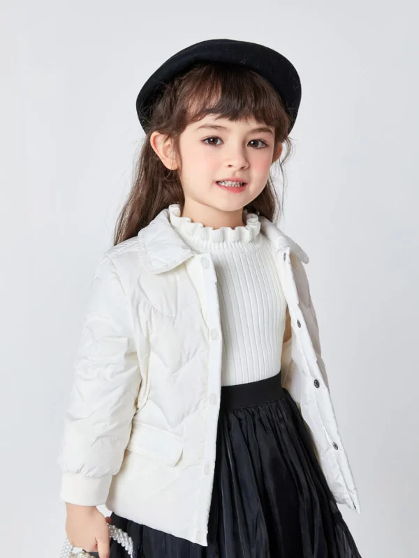 Balabala Toddler Girl Lapel All P Windproof Down Jacket Ivory Hot