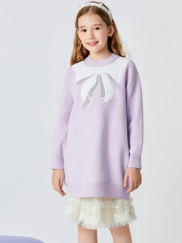 Balabala Toddler Girl Lapel Long Sleeve All P Dress Violet Store