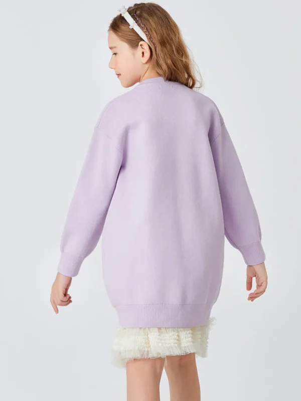 Balabala Toddler Girl Lapel Long Sleeve All P Dress Violet Store