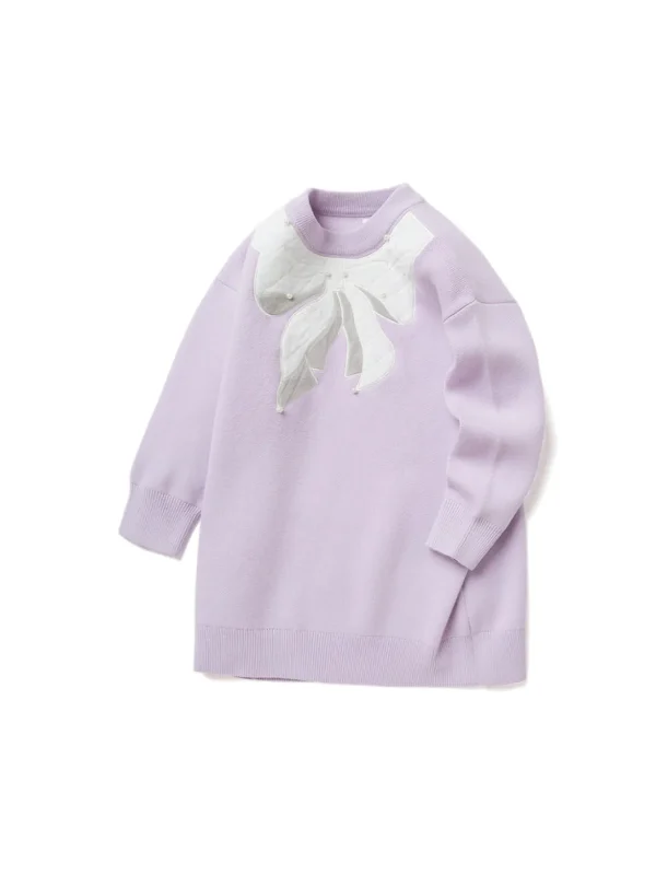 Balabala Toddler Girl Lapel Long Sleeve All P Dress Violet Store