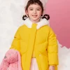 Balabala Toddler Girl Rabbit Fur Hooded Fresh And Lively Down Jacket Medium Yellow Hot