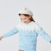 Balabala Toddler Girl Sesame Dot Jacquard Crew Neck Long Sleeve Sweater White Hue Clearance