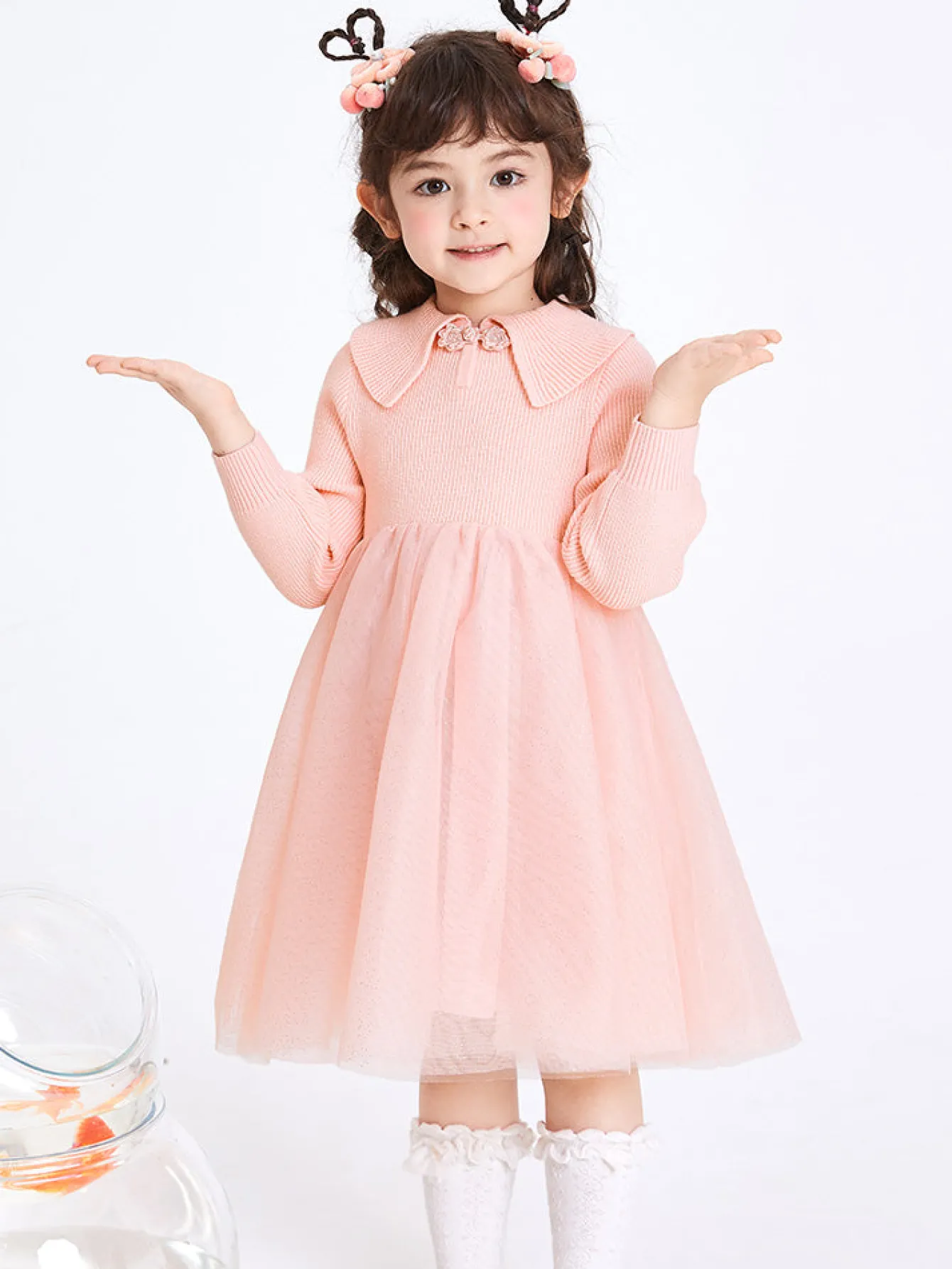 Balabala Toddler Girl Solid Color Woolen Dress 2-8 Years Store