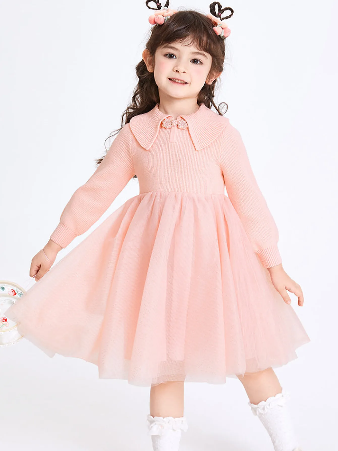 Balabala Toddler Girl Solid Color Woolen Dress 2-8 Years Store
