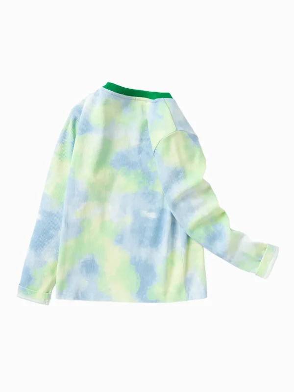 Balabala Toddler Girl Tie-dye Rounded V-Neck Long Sleeve T-Shirt 2-8 Years Best Sale