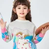 Balabala Toddler Mountain River Forest Jacquard Crew Neck Long Sleeve Sweater Red Blue Hue Store