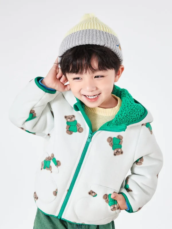 Balabala Toddler Octopus Print Hooded Long Sleeves Jacket White Hue Flash Sale