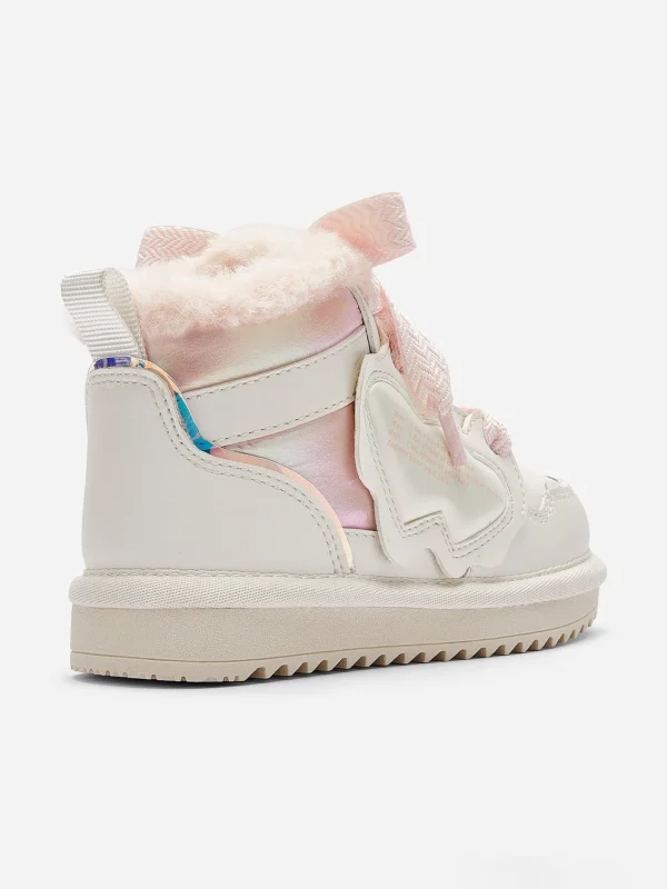 Balabala Toddler Sneakers Little Girls' Fashion Shoes Warm Fur Hook and Loop Winter Boots Cheap