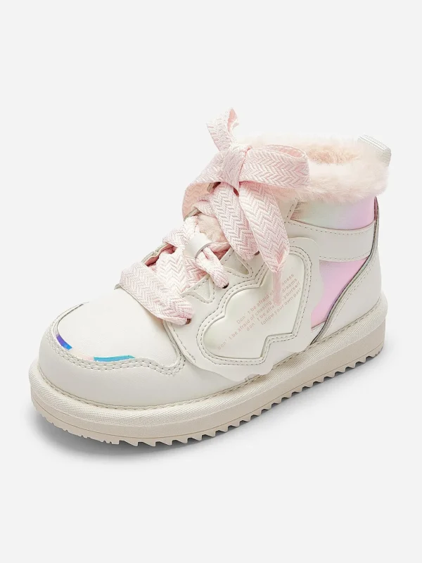 Balabala Toddler Sneakers Little Girls' Fashion Shoes Warm Fur Hook and Loop Winter Boots Cheap