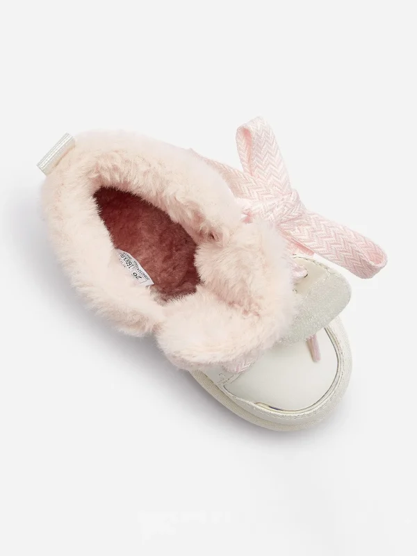 Balabala Toddler Sneakers Little Girls' Fashion Shoes Warm Fur Hook and Loop Winter Boots Cheap
