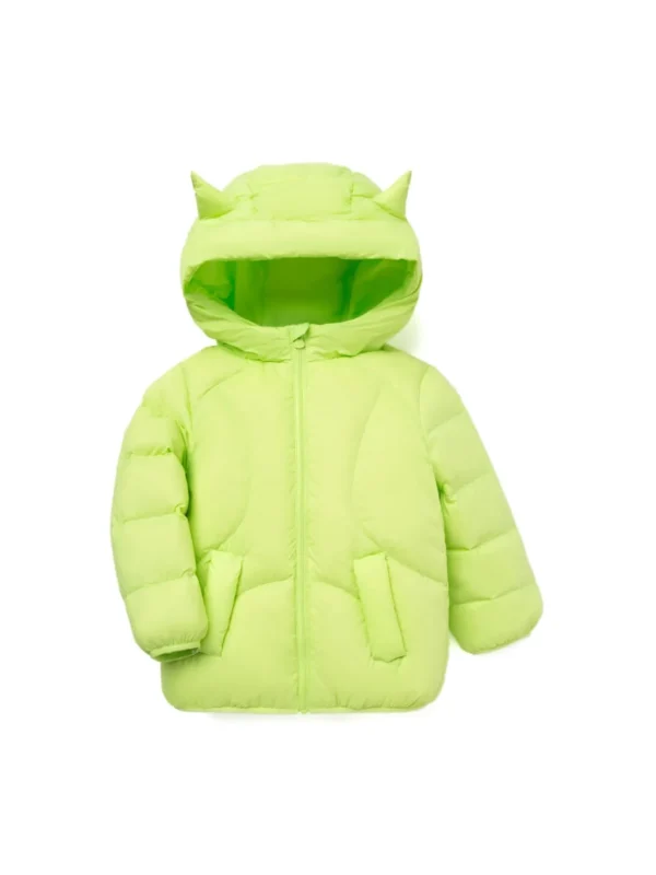 Balabala Toddler Zipper Hooded Basic Light Down Jacket Lime Green Fashion