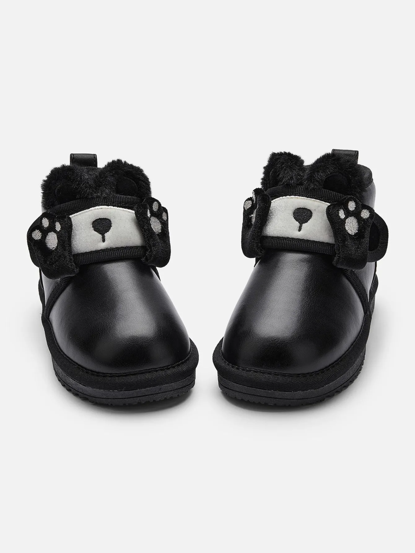 Balabala Unisex Baby Toddler and Kids Water-Repellent Plush Velcro Snow Boots Black Fashion
