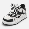 Balabala Unisex Toddler and Kids Antibacterial Snowman Sneakers with Colorblock Velcro White Black Hue Discount