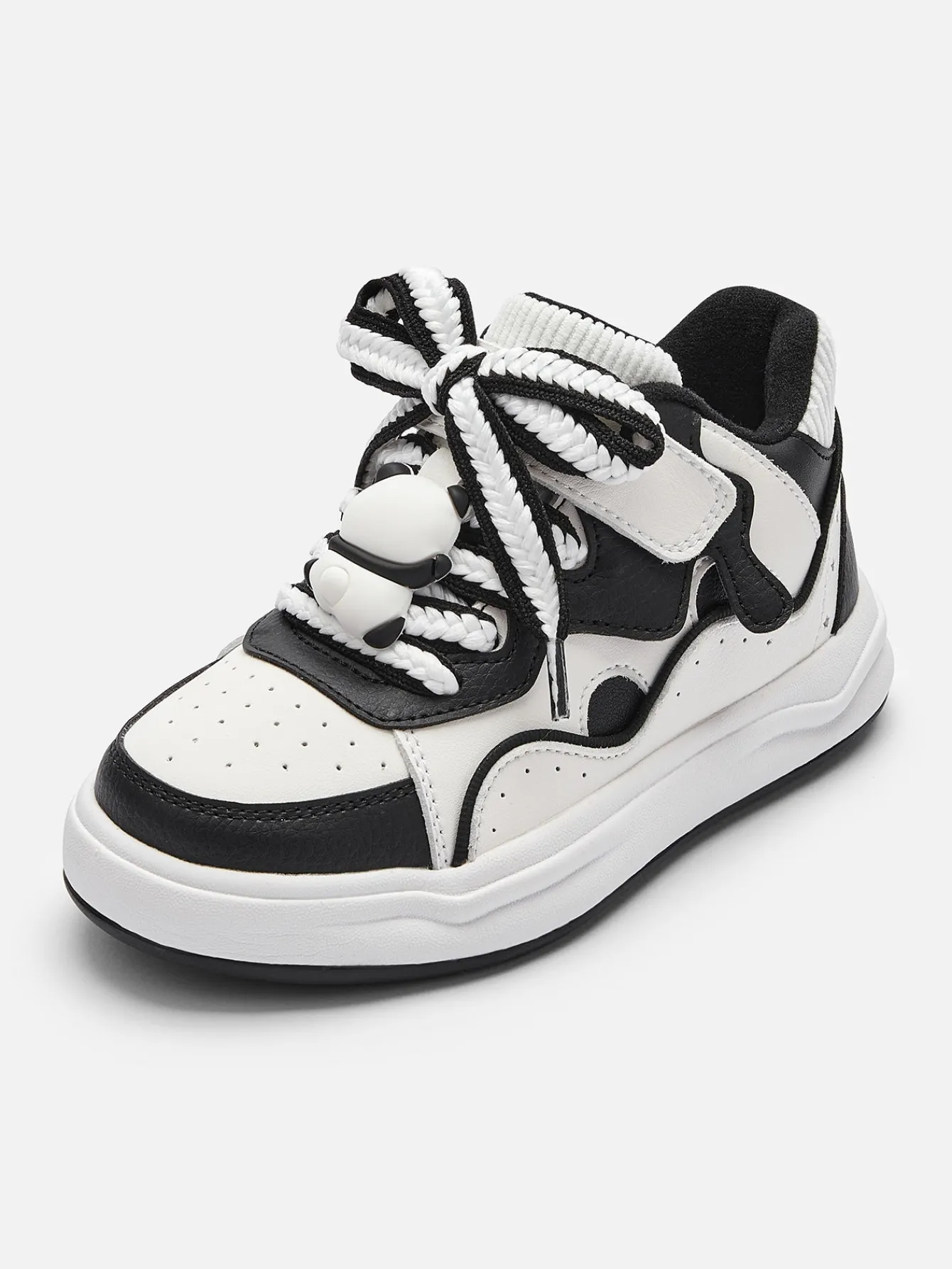 Balabala Unisex Toddler and Kids Antibacterial Snowman Sneakers with Colorblock Velcro White Black Hue Discount