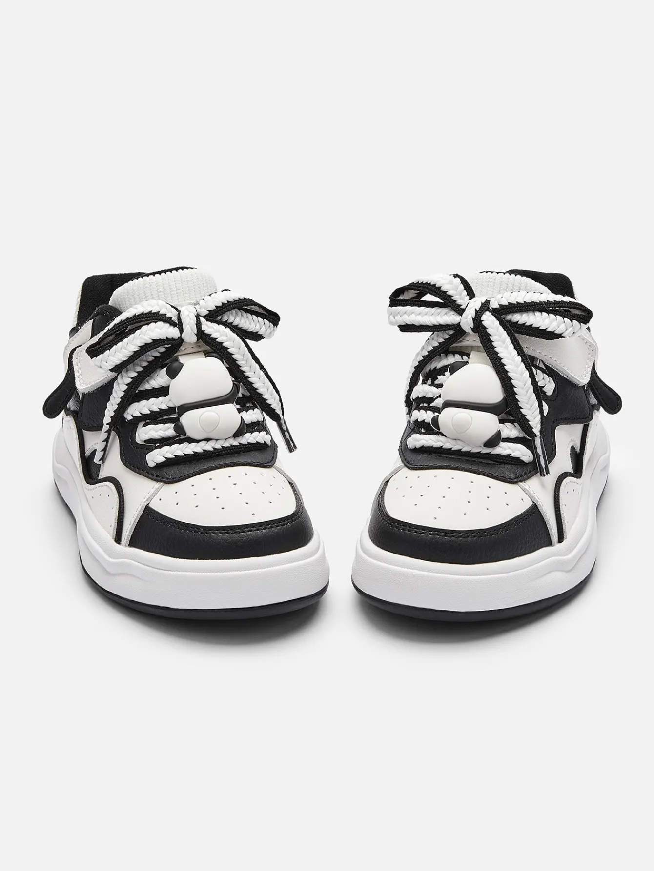 Balabala Unisex Toddler and Kids Antibacterial Snowman Sneakers with Colorblock Velcro White Black Hue Discount