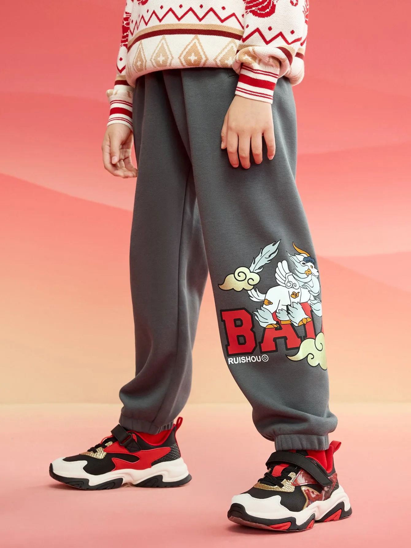 Balabala Barabara children's clothing boys pants 2025 new spring wear with baby sweat pants Medium Gray Cheap