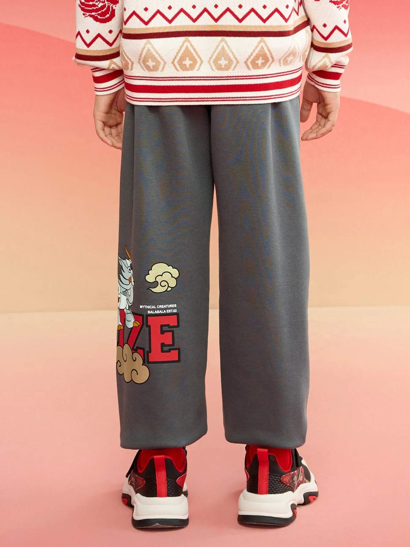 Balabala Barabara children's clothing boys pants 2025 new spring wear with baby sweat pants Medium Gray Cheap