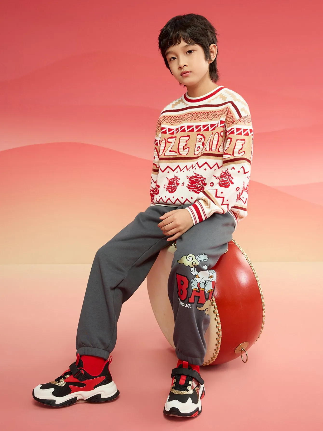 Balabala Barabara children's clothing boys pants 2025 new spring wear with baby sweat pants Medium Gray Cheap