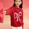 Balabala Barabara children's clothing girls sweater children sweater 2024 new winter New Year red knit sweater trend Red White Best