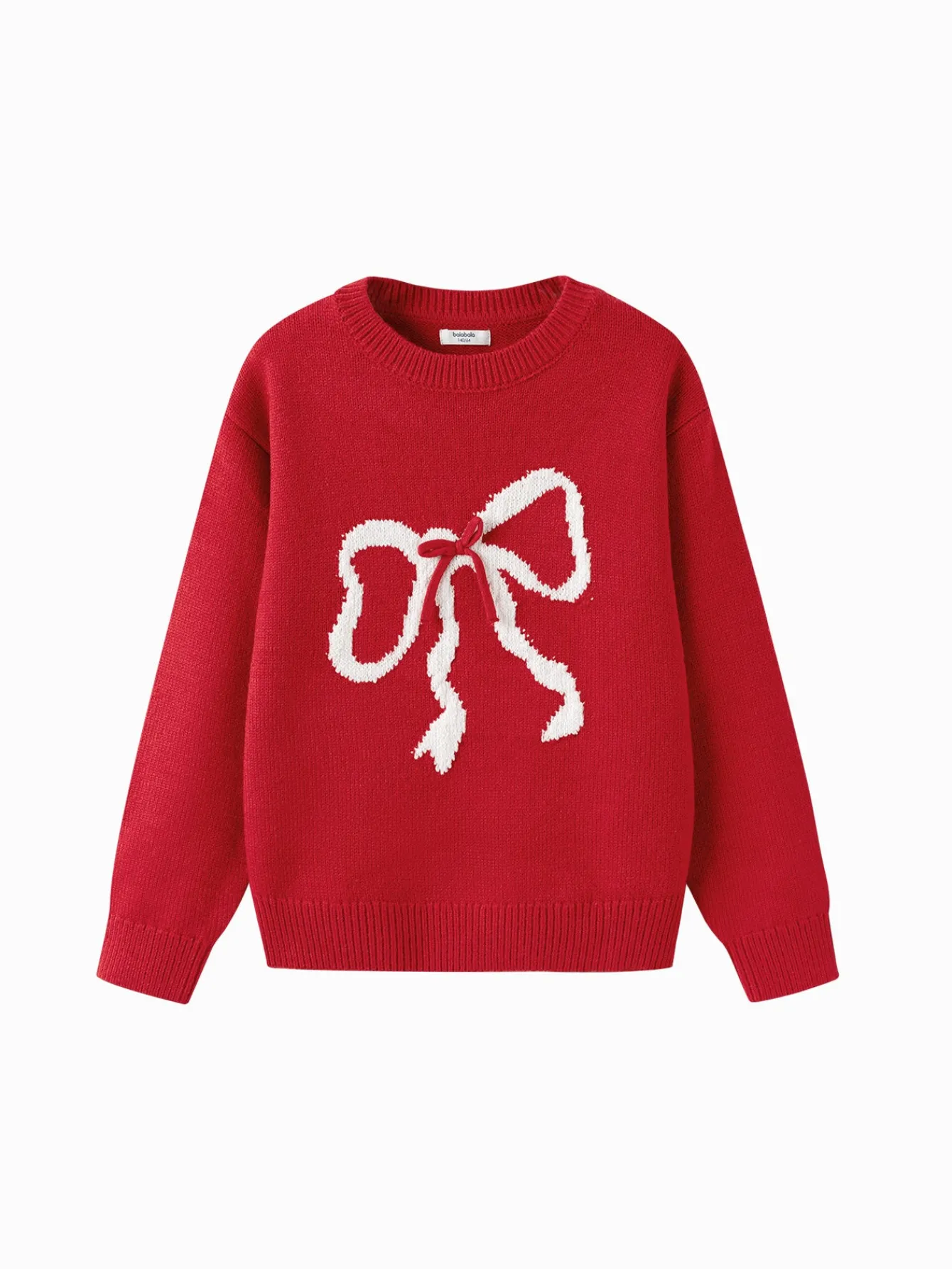 Balabala Barabara children's clothing girls sweater children sweater 2024 new winter New Year red knit sweater trend Red White Best