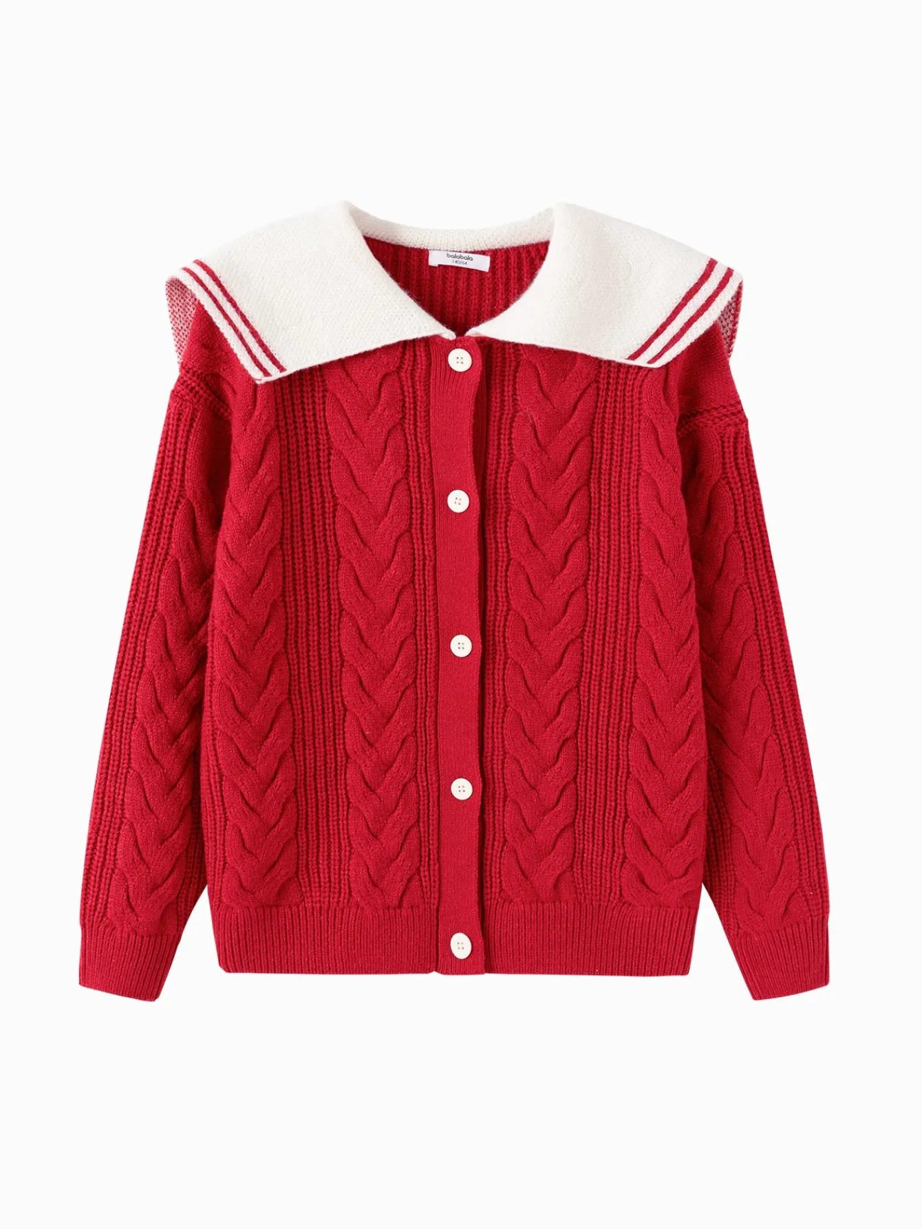 Balabala Barabara children's clothing girls sweater sweater 2024 winter new knitted color collision warm cardigan Red Shop