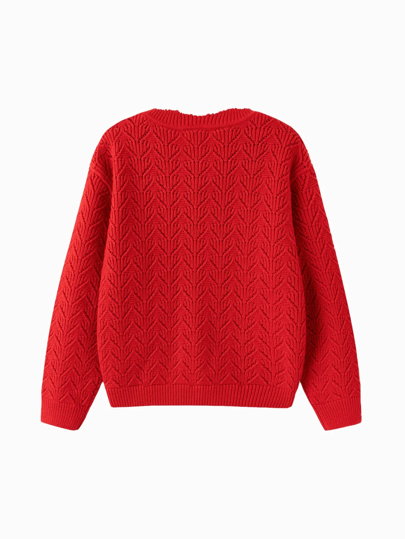 Balabala Barabara children's clothing girls sweater sweater 2024 winter new red knitted color collision warm cardigan Chinese Red Best