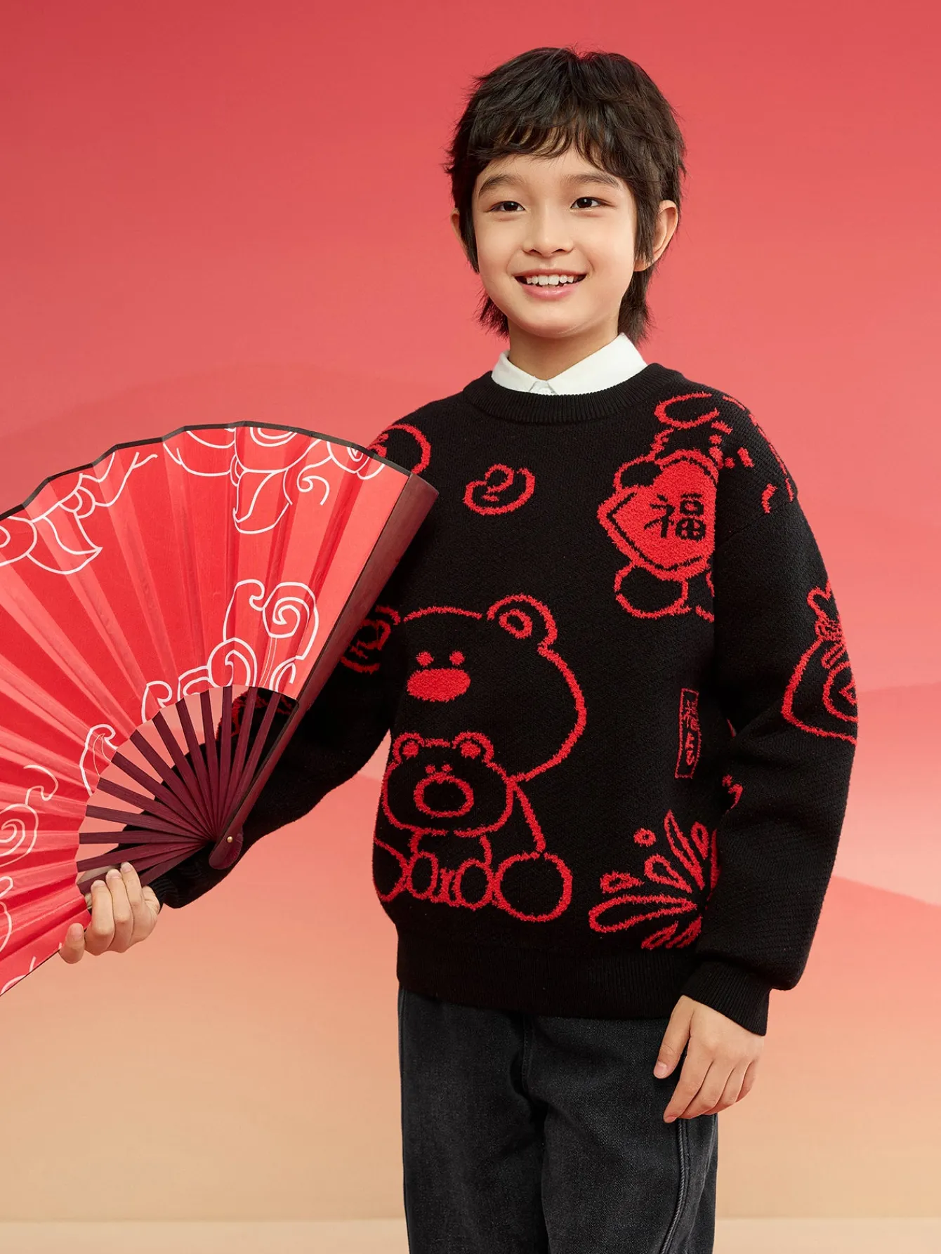 Balabala Barabara children's clothing in high neck sweater fall and winter 2024 new boys and girls knit sweater Shop