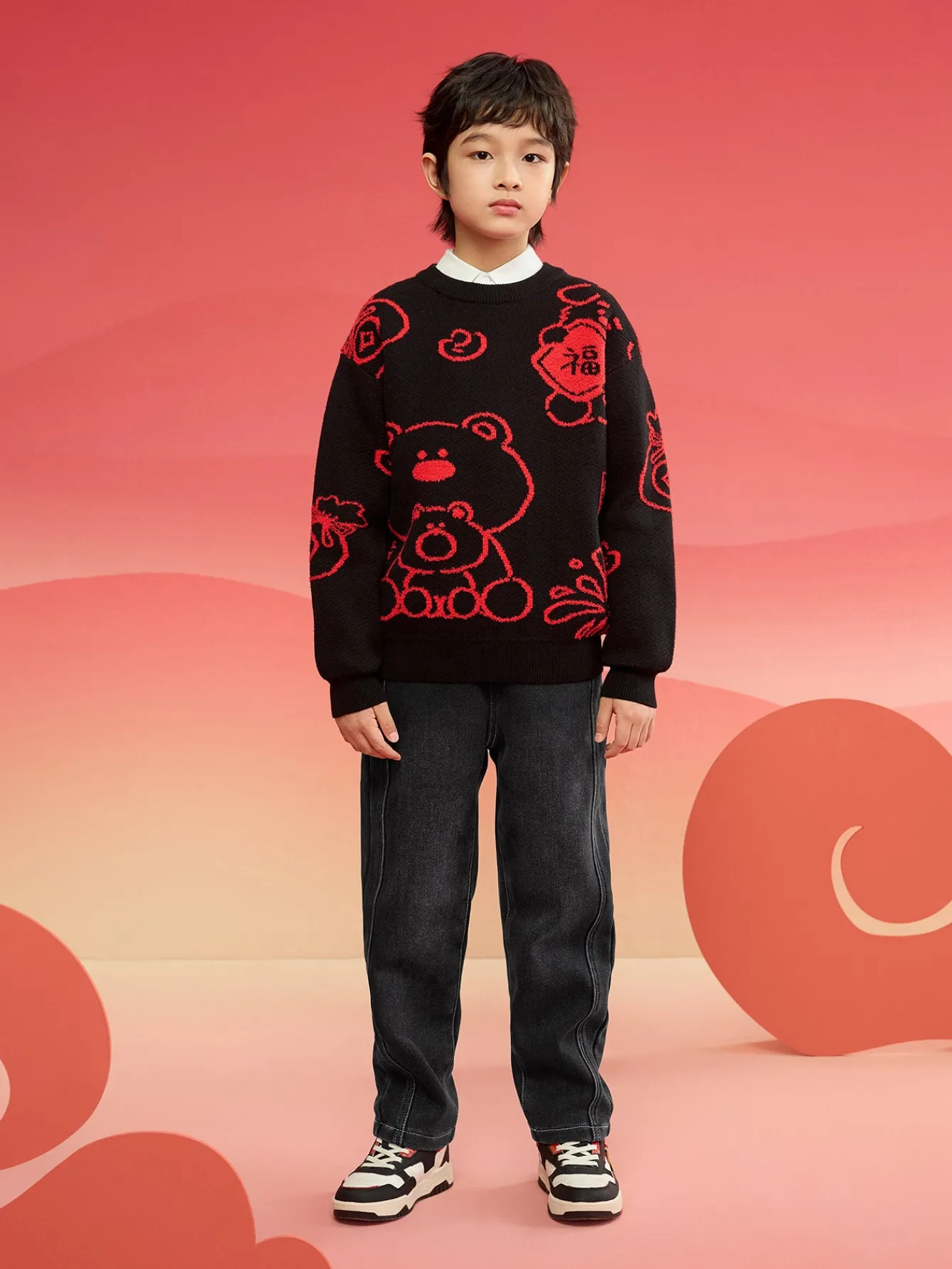 Balabala Barabara children's clothing in high neck sweater fall and winter 2024 new boys and girls knit sweater Shop