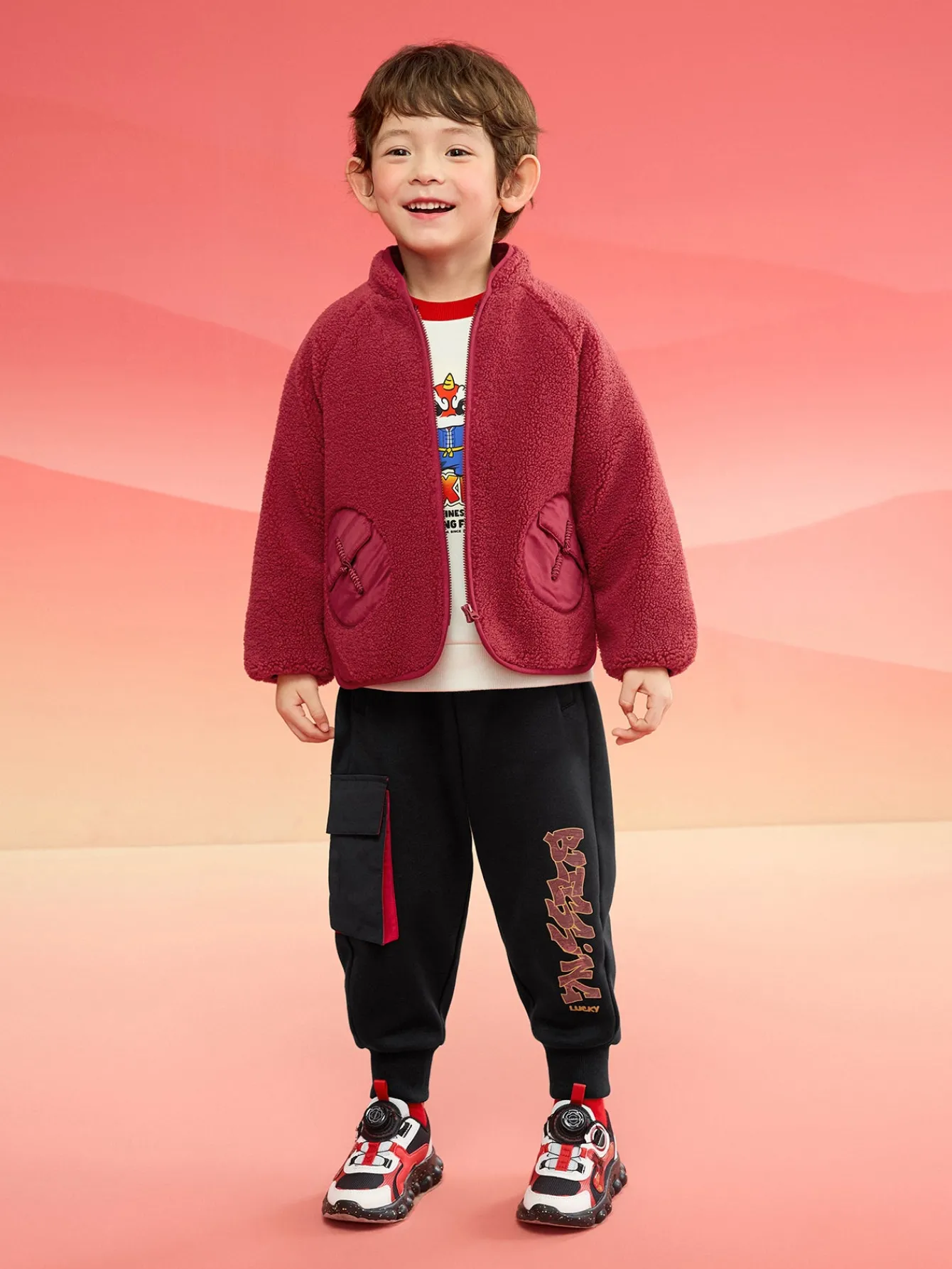 Balabala Barabara children's cotton clothing boys girls cotton jacket baby cotton clothing winter 2024 Wine Red Cheap