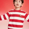 Balabala Barabara children's sweater girls boys 2024 new fall and winter loose fashion tops Red White Fashion