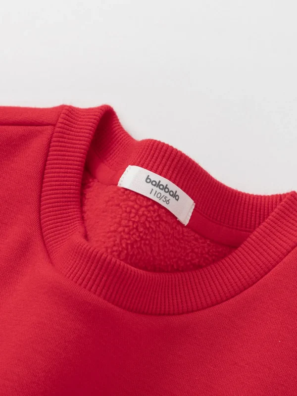 Balabala Barabara Girls Long Sleeve Sweatshirt Top 2024 Winter New Round Neck New Year Red Chinese Red Cheap