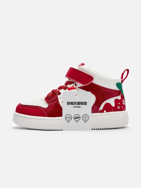 Balabala Barabara high-top board shoes girls sneakers small white shoes 2025 New Year White Red Cheap
