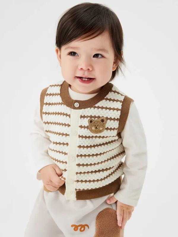 Balabala Boy Baby Clothes Stripe Vest Coffee Hue Online