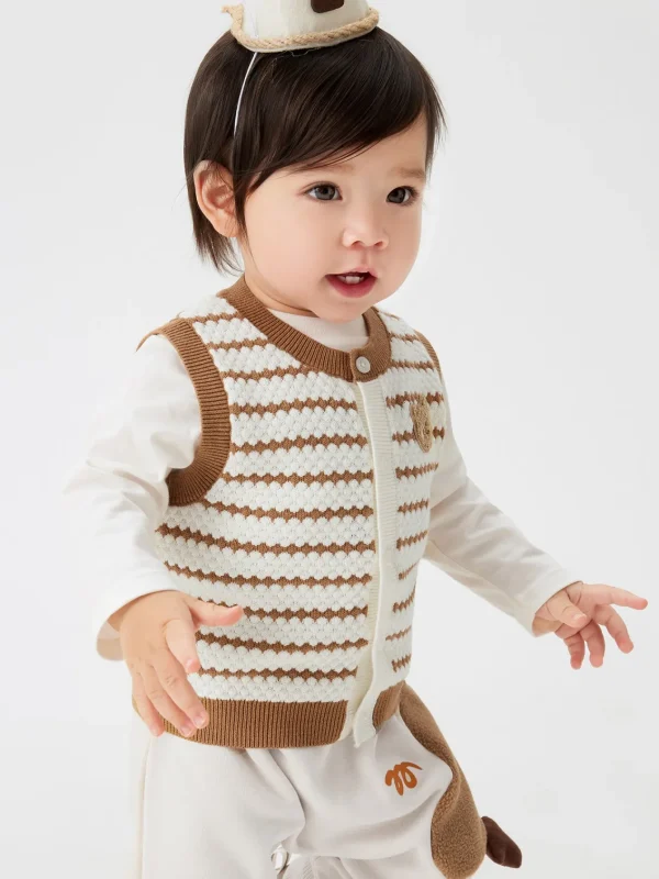 Balabala Boy Baby Clothes Stripe Vest Coffee Hue Online